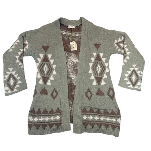 NWT Aztec Womens Fall Cardigan Super Soft Sage Green Sweater Boutique New Gift - Picture 1 of 10